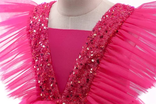 Vista 5 de NNJXD Vestido de princesa para niña, vestido de tul para fiesta de boda