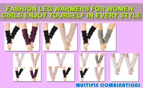 Vista 6 de YUANQIAN Calentadores de piernas largas extrasuaves de invierno para mujer, calentadores de piernas de punto con estribo para yoga, ballet y danza