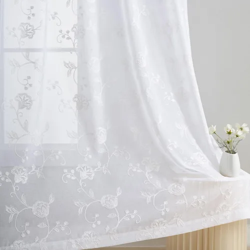 Vista 80 de MYSTIC-HOME Juego de cortinas de niveles transparentes blancas para cocina de 24 pulgadas de largo, tratamiento de cortinas para ventanas pequeñas
