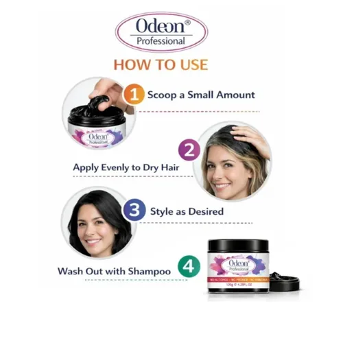 Vista 2 de Odeon Cera negra para el cabello, tinte temporal natural, lavable con cera de abejas y árbol de té, sin daños, sin alcohol, sin peróxido y sin Negro