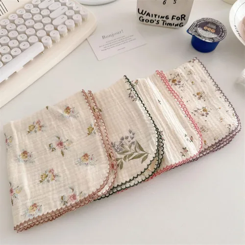 Vista 4 de BuLuTu - Paños de limpieza reutilizables 100% algodón muselina para cocina, 4 unidades, paños de cocina con estampado floral dulce, paños de esponja