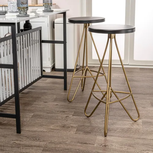 Vista 7 de JONATHAN Y Trinity BSL1002A - Taburete de bar moderno de metal de 30 pulgadas para isla de cocina, asiento redondo con patas de horquilla doradas