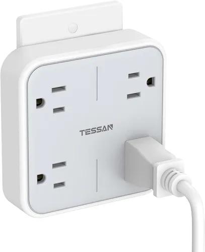 Vista 7 de TESSAN - Extensor de salida con protector de sobretensiones, adaptador de enchufe múltiple con divisor de 4 salidas y 3 USB (1 USB C), expansor