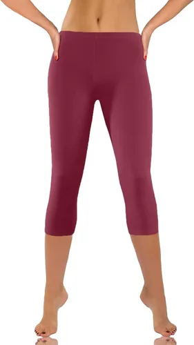 Vista 2 de PANOEGSN Tummy Control Leggings for Women Capri Pants Solid Color Cropped Yoga Pants Tight Stretchy Athletic Fitness Trousers