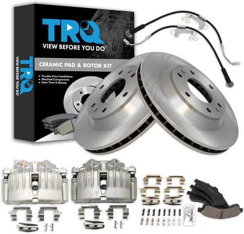 Vista 38 de TRQ Juego de pastillas de freno delanteras y rotores de cerámica, pinzas, mangueras, compatibles con Honda Odyssey 2005-2010
