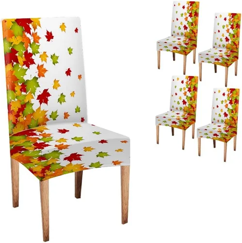 Vista 251 de CAPSCEOLL Christmas Dining Chair Covers,Snowflakes Festive Winter Pattern Stretch Chair Covers for Dining Room Set of 2 Washable Spandex Parson