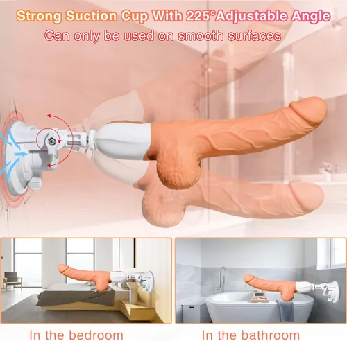 Vista 4 de Máquina sexual de empuje con consolador realista para mujeres con 10 modos de vibración y empuje para estimulación del punto G, clítoris y anal