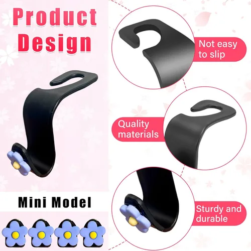 Vista 3 de Augeny 8 PCS Ganchos para Reposacabezas de Asiento de Automóvil, Gancho Colgador Organizador de Almacenamiento para Asiento de Auto, Ganchos