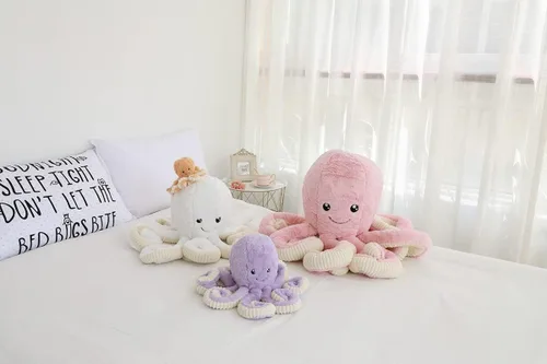Vista 6 de Muñeca de Peluche de Pulpo de Dibujos Animados Linda, Juguetes Regalo, Juguetes de Peluche de Mar para Niños y Amantes, Decoración del Hogar