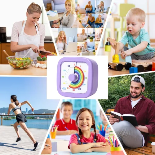 Vista 3 de Temporizador visual para niños, lindo arco iris, temporizador de cuenta regresiva de 60 minutos, gestión del tiempo para niños y adultos, Azul