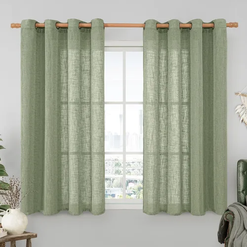 Vista 43 de LAMIT Cortinas de lino marrón caramelo para sala de estar, 84 pulgadas, de lino sintético, texturizado, filtrante de luz, paneles de privacidad