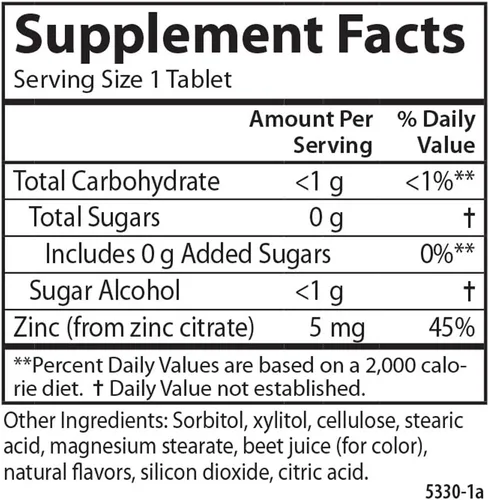 Vista 4 de Carlson - Zinc masticable para niños, 5 mg, apoyo inmunológico, poder antioxidante, sabor natural de bayas mixtas, 42 tabletas
