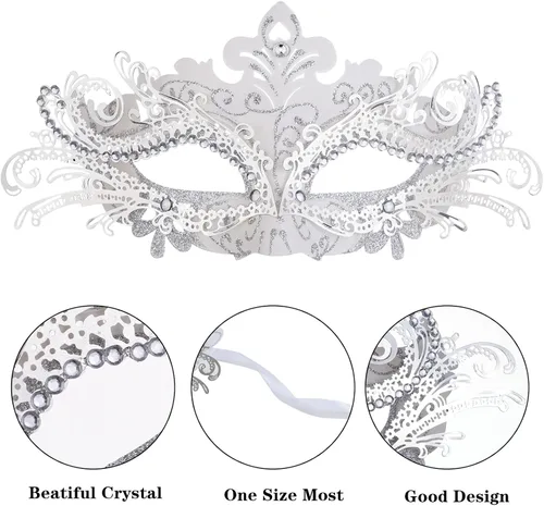 Vista 3 de Sprfragrance Máscara veneciana para parejas, máscara veneciana de Halloween, máscara de Mardi Gras para hombres y mujeres