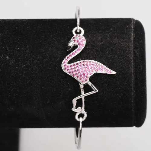 Vista 4 de BNQL Pulsera de flamenco con texto en inglés Be a Flamingo in a Flock of Pigeons