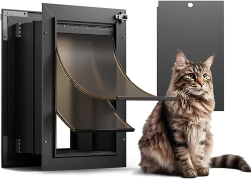 Vista 9 de Puerta para perro XL para pared, puerta de perro extra grande totalmente de aluminio, puerta de servicio pesado para mascotas, fácil de instalar, 2