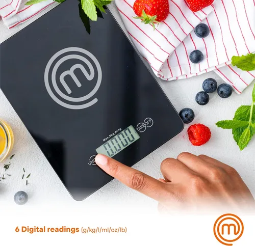 Vista 3 de MasterChef Báscula digital de alimentos gramos y onzas para cocina, báscula portátil de peso de alimentos con pantalla LCD para hornear y cocinar