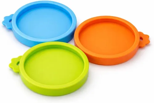 Vista 8 de Yobbai Tapas pequeñas para latas de comida para gatos de 3 onzas y 2.5 onzas, cubiertas de silicona de grado alimenticio, codificadas por
