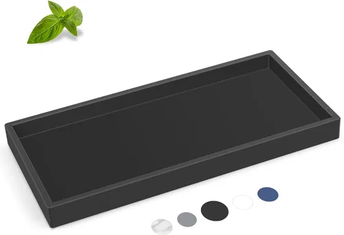 Vista 15 de Bandeja de baño de silicona, bandeja de baño pequeña negra a prueba de roturas, bandejas de tocador duraderas de silicona de alta calidad para Negro