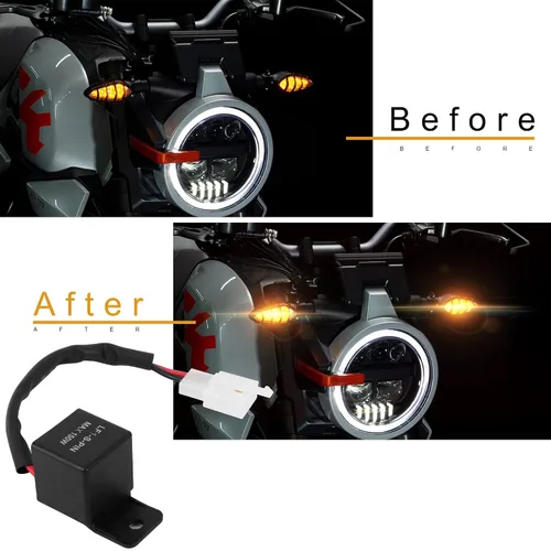 Vista 5 de ASOOLL Relé de intermitente LED electrónico de 2 pines Relé intermitente de señal de giro Fit motocicleta bombillas intermitentes flash rápido