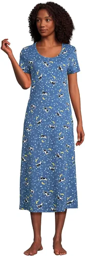 Vista 3 de Lands' End Camisón alto de algodón de manga corta para mujer
