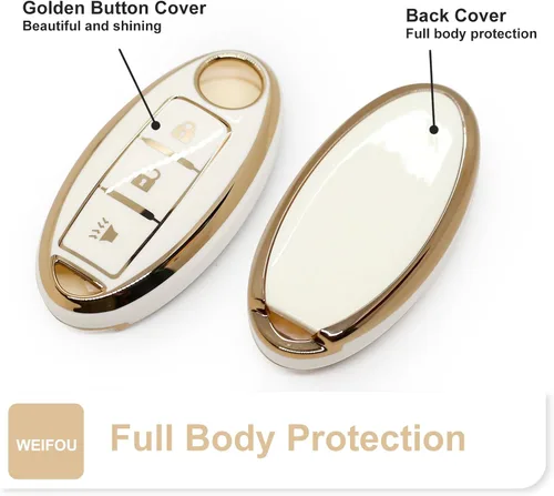 Vista 4 de Funda para llavero Nissan de 3 botones, funda inteligente para Altima Rogue Murano Pathfinder, carcasas de llaves con llavero, accesorios