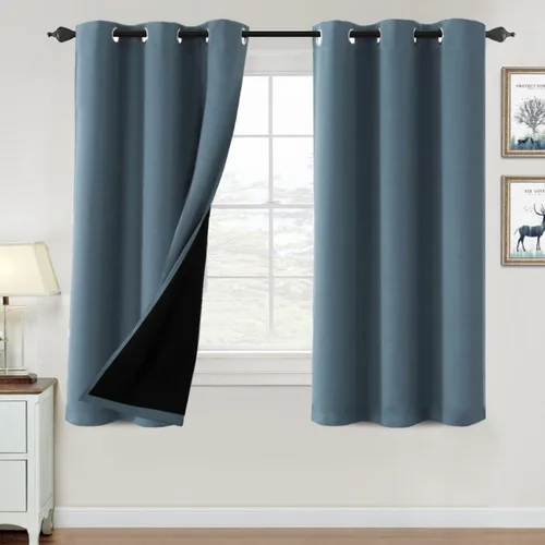 Vista 100 de H.VERSAILTEX Cortinas 100% de opacidad para dormitorio, con aislamiento térmico, cortinas opacas de 63 pulgadas de largo, cortinas de bloqueo