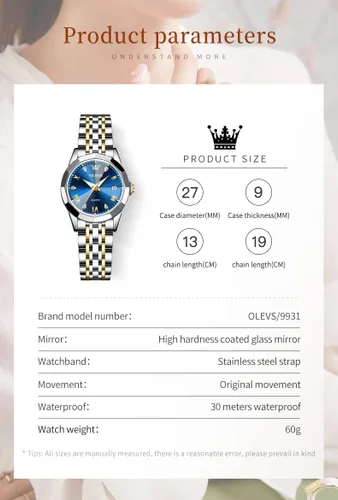 Vista 6 de Relojes OLEVS para Mujer con Fecha Acero Inoxidable Plata Relojes de Lujo para Mujer con Pequeña Correa Relojes de Diamante para Mujer Impermeables