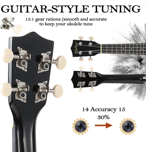 Vista 6 de Kit de ukelele soprano para principiantes de 21 pulgadas con correa de sintonizador de bolsa de concierto en línea gratuita, rápido de aprender