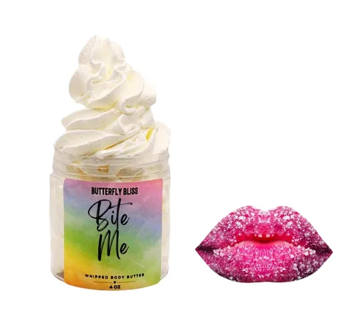 Vista 2 de Bite Me Mantequilla Corporal Batida, loción natural, orgánica, tarro de 8 onzas, hecho con manteca de karité, manteca de mango, aceite de coco