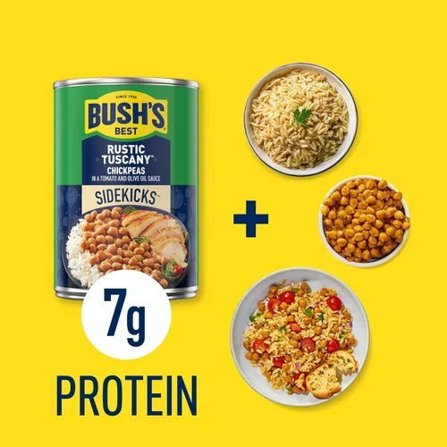 Vista 6 de BUSH'S BEST Latas de Garbanzos Rústicos de la Toscana de 15.5 oz, fuente de proteína vegetal y fibra, bajas en grasa, sin gluten, (paquete de 12)