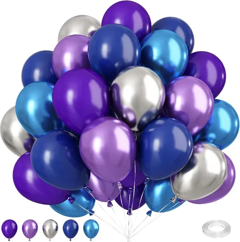 Vista 28 de Globos rosa púrpura negros, 50 unidades de 12 pulgadas, globos de cumpleaños con forma de corazón impresos en color rosa púrpura metálico negro