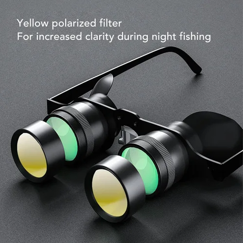 Vista 5 de Gafas binoculares manos libres para pesca, observación de aves, gafas de ópera con zoom 10X con lente polarizada, distancia de enfoque ajustable