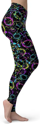 Vista 3 de sissycos - Leggings suaves como la seda y elásticos para mujer, con estampado salpicado artístico y estilo de años ochenta
