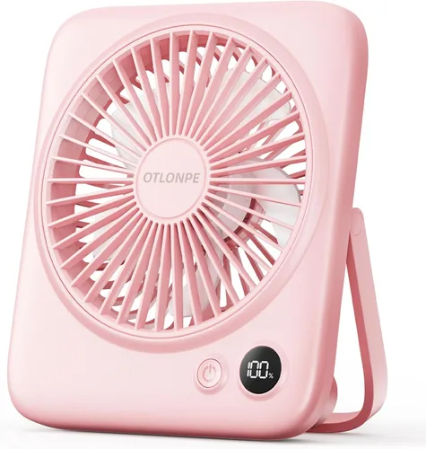 Vista 15 de Otlonpe Ventilador de Escritorio Portátil de 6.5 Pulgadas, Batería Recargable de 4000mAh Operado por Batería y Alimentado por USB, Ventilador