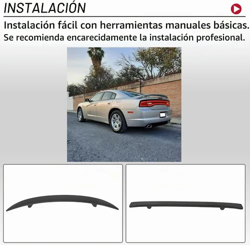 Vista 8 de HECASA Alerón trasero para maletero compatible con Dodge Charger 2011-2023 de 4 puertas, color negro mate, estilo de fábrica ABS