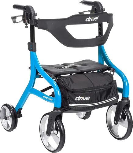 Vista 15 de Drive Medical Nitro Sprint - Andador plegable con asiento, ligero, para estatura estándar, con ruedas grandes, plegable, color negro