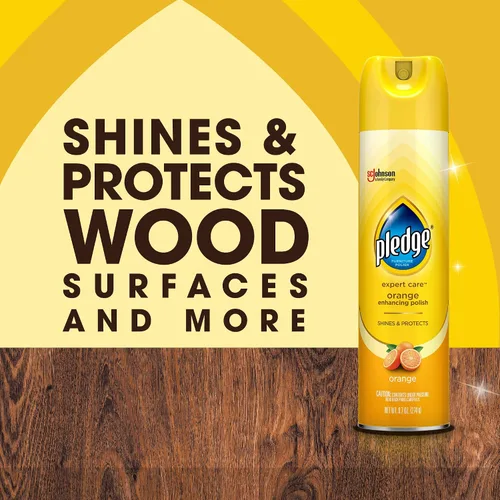 Vista 2 de Pledge Pulidor mejorador, spray de madera y muebles, aroma a naranja, 9.7 onzas