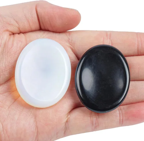 Vista 17 de Piedra calmante para el pulgar, en forma de gota, para relajar el estrés y curación con cristal Reiki, cabe en la palma de la mano