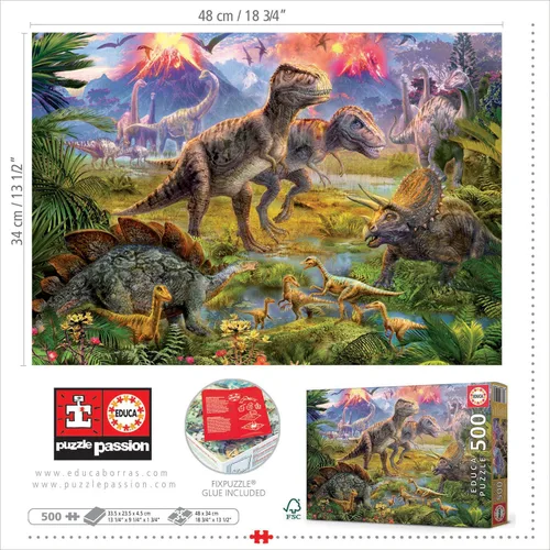 Vista 5 de Educa Rompecabezas de reunión de dinosaurios (500 piezas)