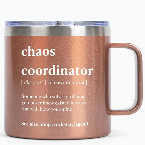 Vista 11 de Chaos Coordinator - Vaso negro de 14 onzas para hombre, diseño de agradecimiento, corporativo, día del jefe, regalos de oficina para hombres, tazas
