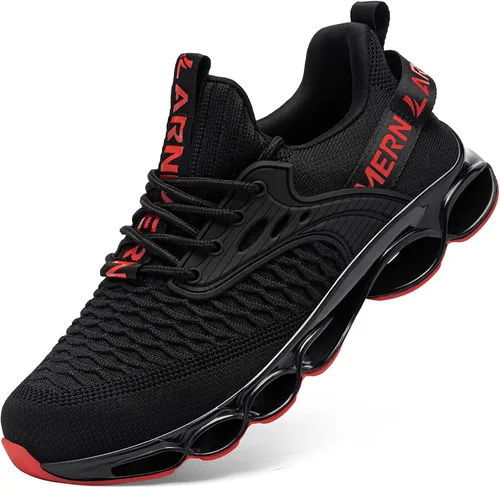 Vista 6 de LARNMERN Zapatos de punta de acero para hombres y mujeres, cómodos tenis de seguridad transpirables, zapatos de trabajo indestructibles