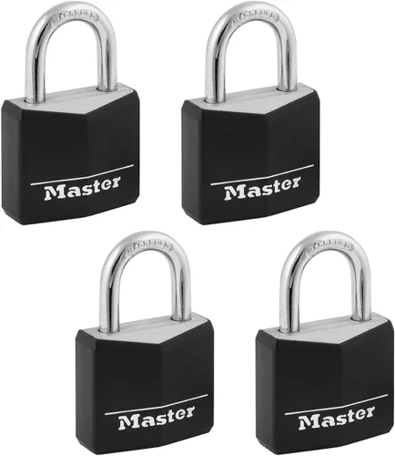 Vista 8 de Master Lock 131D - Candado con llave de aluminio cubierto de 1-3/16 pulgadas de ancho, un paquete, negro