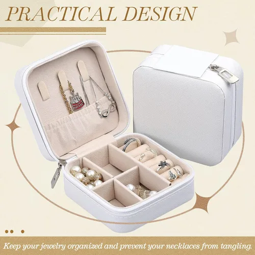 Vista 36 de Yinkin 12 piezas de mini joyero de viaje para dama de honor, organizador de aretes de piel sintética, accesorios de viaje a granel, soporte portátil