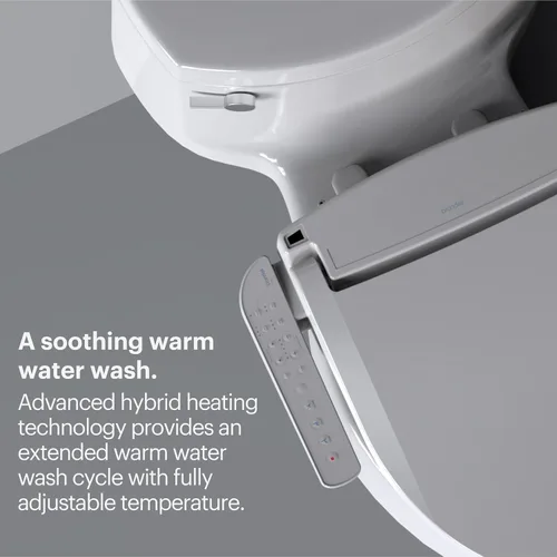 Vista 11 de Brondell LT89 Asiento de inodoro eléctrico para bidé, se adapta a inodoros redondos, color blanco, control de brazo lateral, lavado con agua tibia