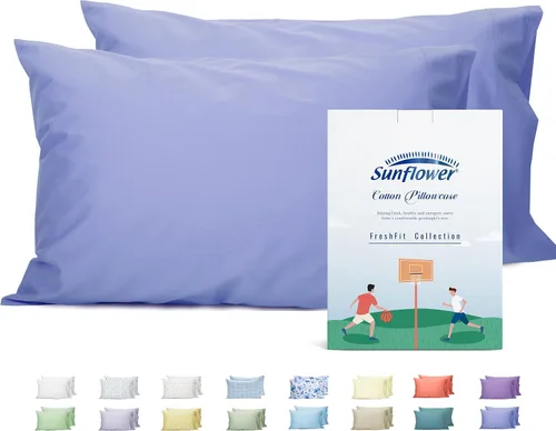 Vista 33 de Sunflower Juego de 2 fundas de almohada tamaño Queen, 100% algodón, 2 fundas de almohada Queen de 20 x 30 pulgadas, color ceniza, suaves