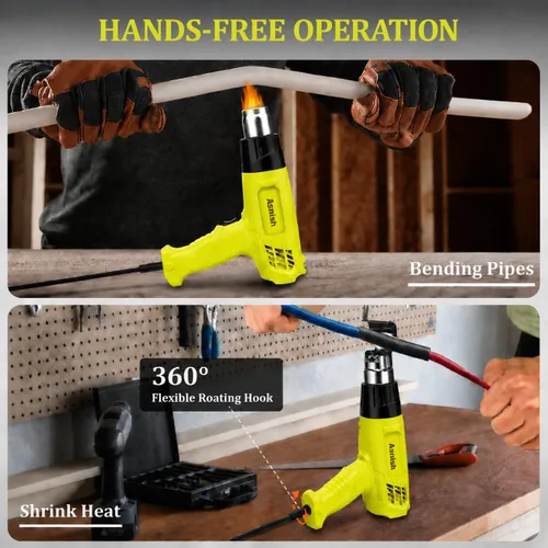 Vista 8 de Asnish Heat Gun 1500W, Hot Air Gun Kit Dual Temperature Settings 572℉~932℉