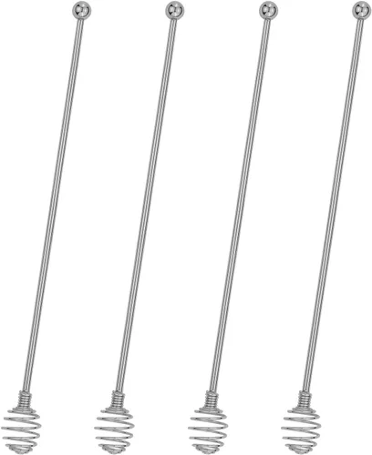 Vista 8 de BURLIHOME - Palitos de acero inoxidable, cuchara mezcladora de doble uso, palitos dorados para café, cócteles, bebidas en el hogar, bar, cocina