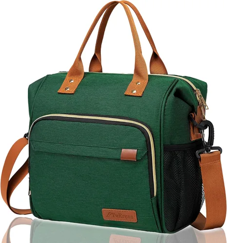 Vista 17 de TuErCao - Bolsa de almuerzo pequeña, ligera y aislada para mujer; para trabajo, portátil, suave enfriador para pícnic, viajes, viajes por carretera