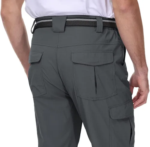 Vista 3 de BASUDAM Pantalones de senderismo Ripstop para hombre ligeros de secado rápido elásticos resistentes al agua bolsillos cargo con cinturón