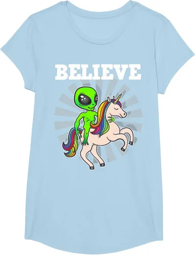 Vista 20 de Believe Space Alien Riding Unicorn - Camiseta de regalo divertida, Negro, S